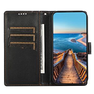 υποδοχή καρτών και μαγνητικό κούμπωμα Flip Wallet από συνθετικό δέρμα και εσωτερικό TPU μαύρο