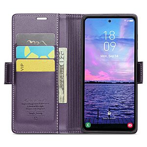 υποδοχές καρτών και μαγνητικό κούμπωμα από συνθετικό δέρμα και TPU μωβ