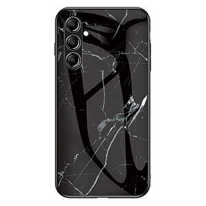 Θήκη Samsung Galaxy S23 FE 5G OEM σχέδιο Marble με Πλάτη Tempered Glass TPU μαύρο