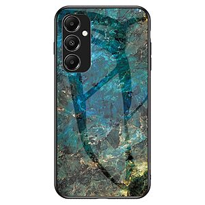 Θήκη Samsung Galaxy A05s OEM σχέδιο Marble με Πλάτη Tempered Glass TPU σμαραγδί