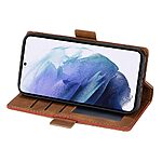 Θήκη Samsung Galaxy S24 5G N.BEKUS Litchi Retro Texture Leather με βάση στήριξης, υποδοχές καρτών και μαγνητικό κούμπωμα καφέ - Image 3