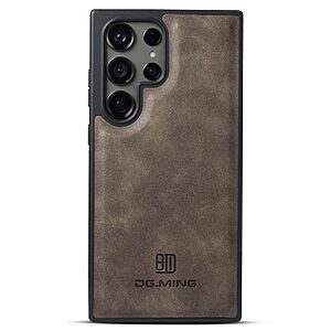 Θήκη Samsung Galaxy S24 Ultra 5G DG.MING PU Leather Sockproof Series Πλάτη από σκληρό πλαστικό με επένδυση δερματίνης καφέ σκούρο