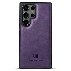 Θήκη Samsung Galaxy S24 Ultra 5G DG.MING PU Leather Sockproof Series Πλάτη από σκληρό πλαστικό με επένδυση δερματίνης μωβ
