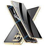 Θήκη Samsung Galaxy S24 Ultra 5G Mad Mask Metal Frame Series με μαγνητικό μεταλλικό πλαίσιο και διπλό Anti-Spy Φιμέ Tempered Glass για προστασία 360° μοιρών χρυσό - Image 2