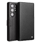 Θήκη Samsung Galaxy S24 Ultra 5G QIALINO book v4 με μαγνητικό κούμπωμα από Premium αυθεντικό δέρμα Genuine Cowhide μαύρο
