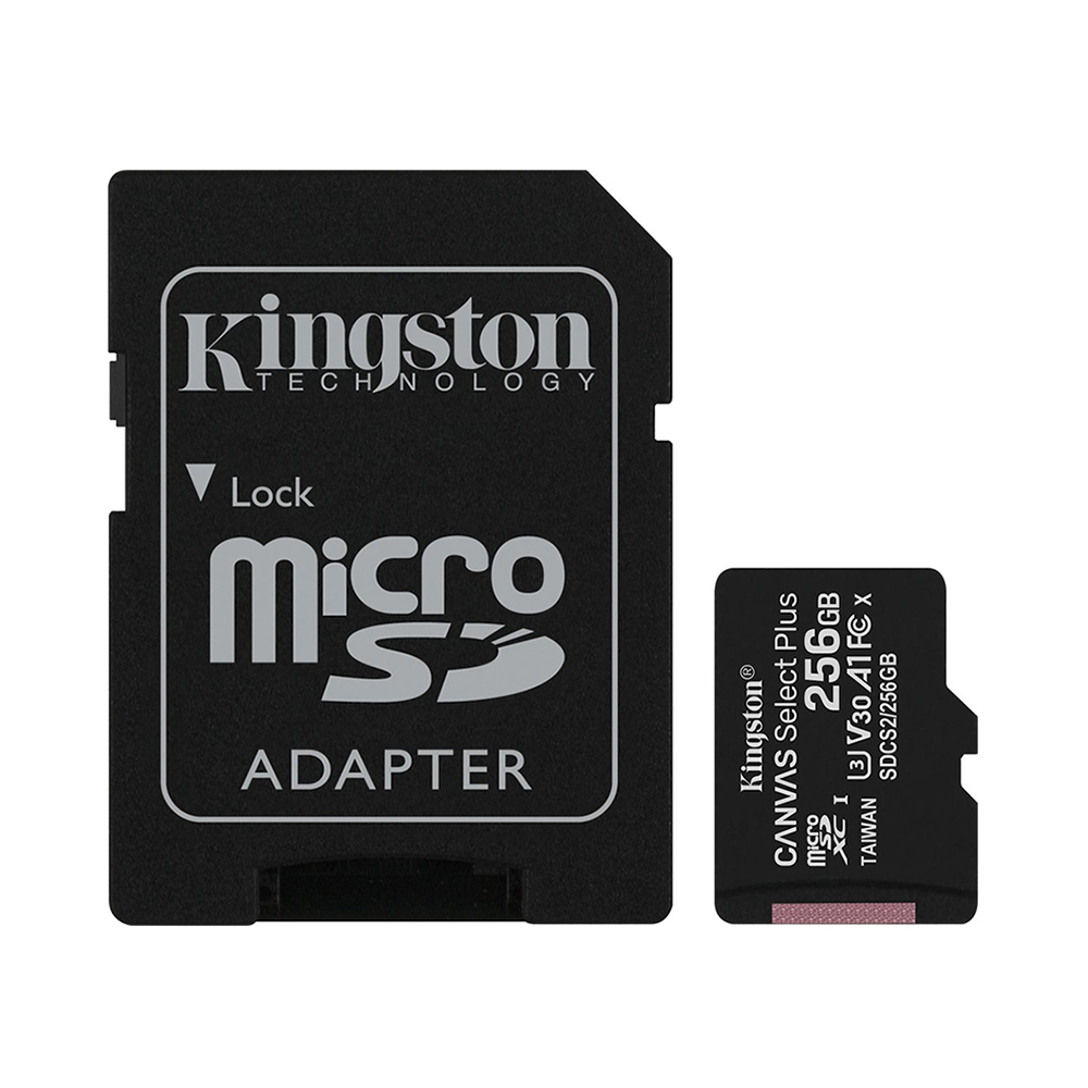 0022307_0 Kingston Micro Secure Digital 256GB microSDXC Canvas Select Plus 80R CL10 UHS-I Card + SD Adapter (SDCS2/256GB) (KINSDCS2/256GB) - Image 1