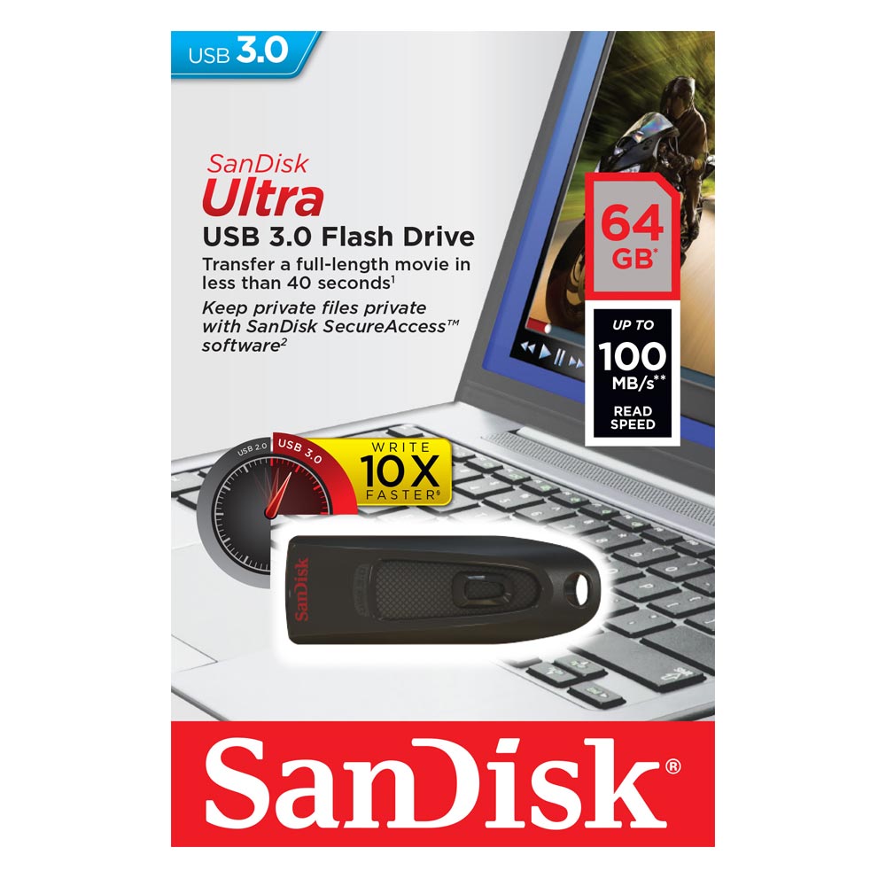 0036142_0-1 SanDisk Ultra USB 3.0 Flash Drive 64GB (SDCZ48-064G-U46) (SANSDCZ48-064G-U46) - Image 1