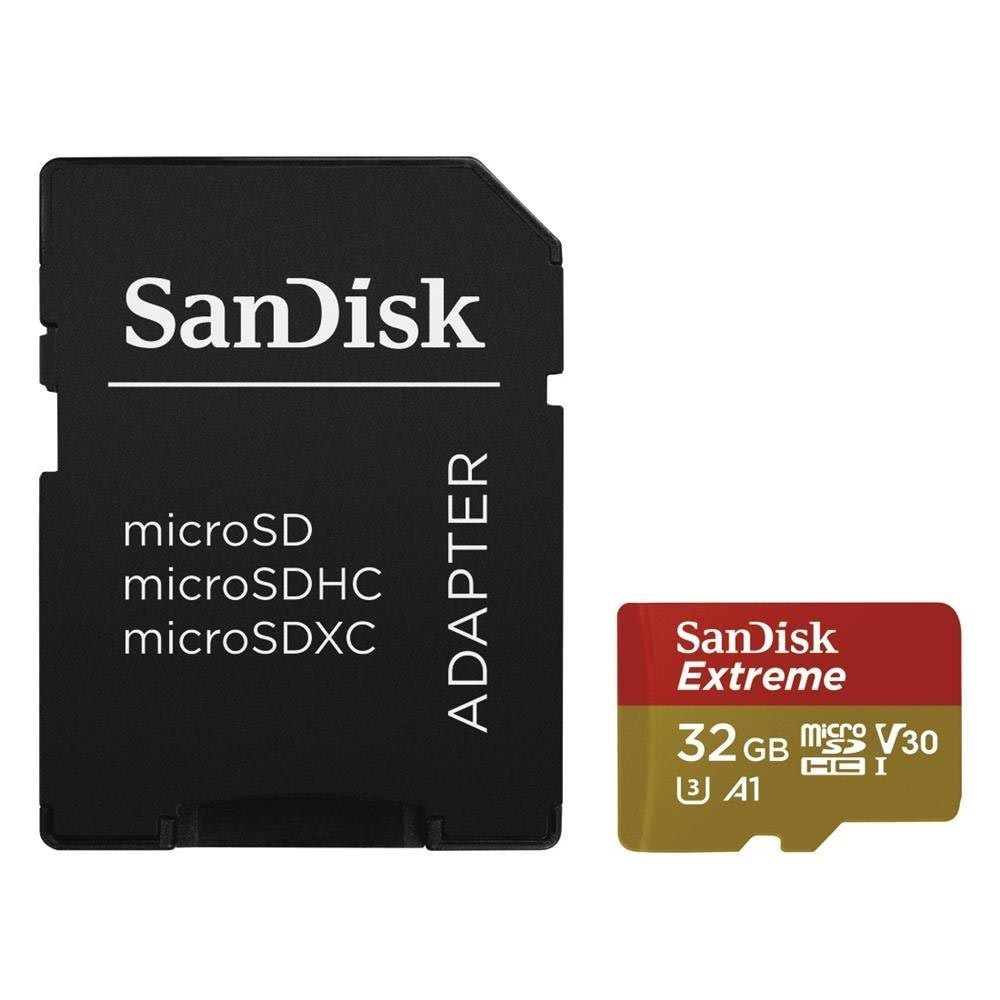 0044801_0 Sandisk Memory 32GB Extreme microSDHC U3 V30 A1 UHS-I with Adapter (SDSQXAF-032G-GN6MA) (SANSDSQXAF-032G-GN6MA) - Image 1