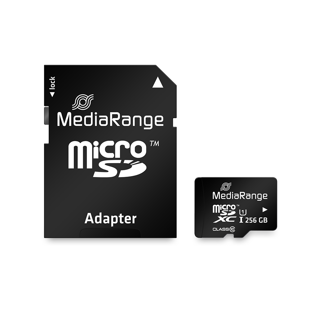 0051937_0 MediaRange microSDXC memory card, UHS-1 | Class 10, with SD adapter, 256GB (MR946) - Image 1