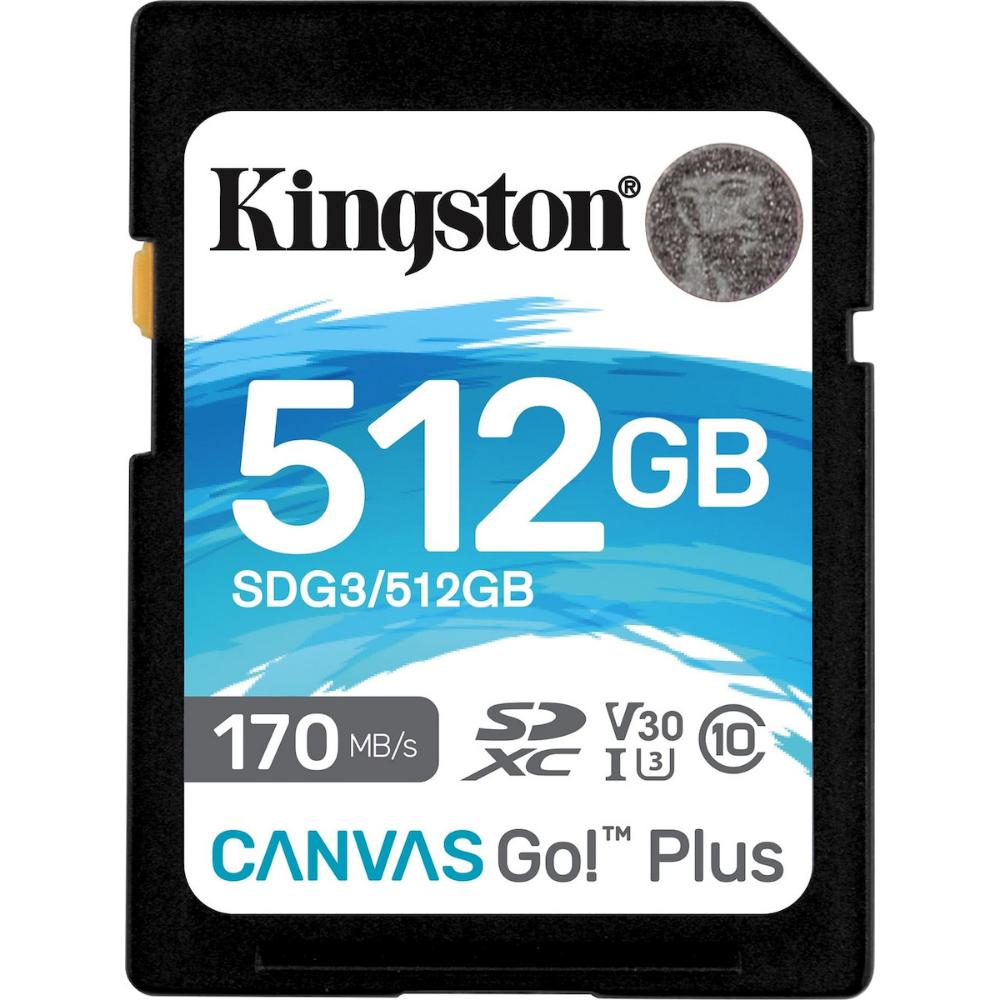 0064108_0 Kingston Canvas Go Plus SDXC 512GB Class 10 U3 V30 UHS-I (SDG3/512GB) (KINSDG3-512GB) - Image 1