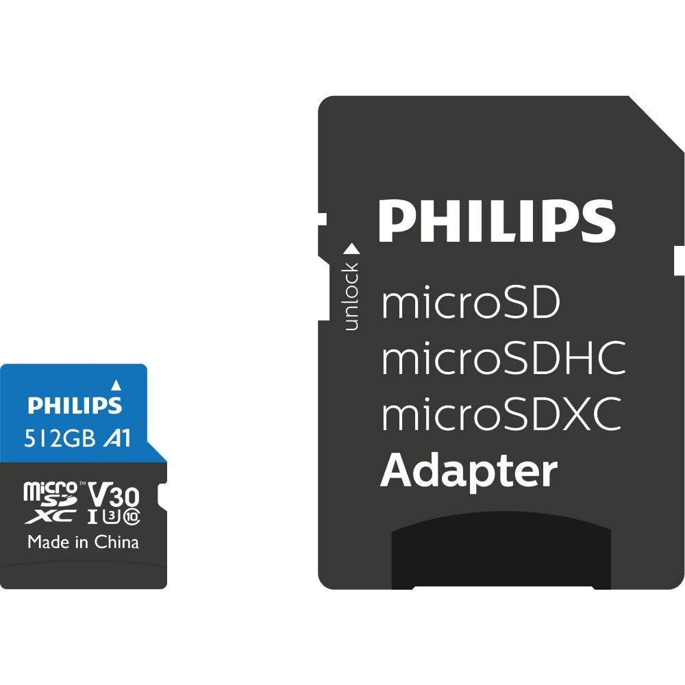 0065999_0 Philips microSDXC 512GB Class 10 U3 UHS-I με αντάπτορα (FM51MP65B/00) (PHIFM51MP65B-00) - Image 1