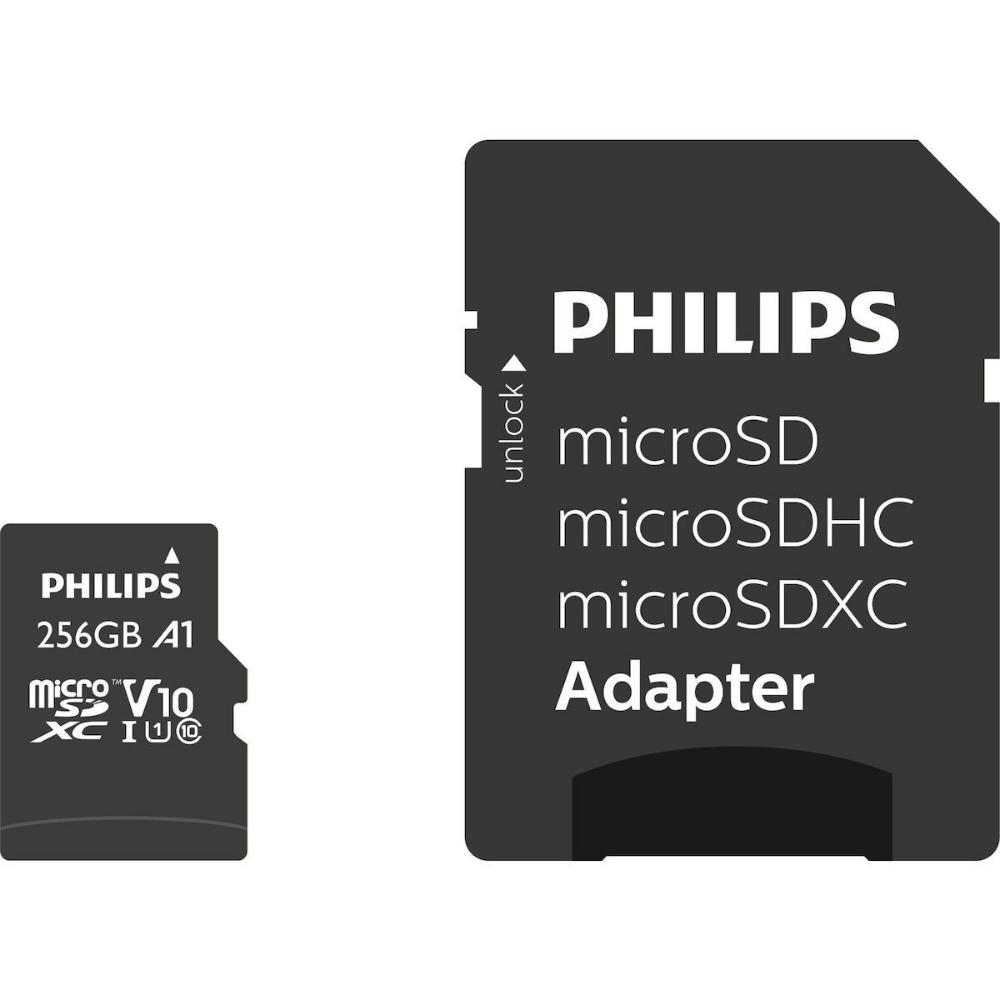 0066015_0 Philips microSDXC 256GB Class 10 U1 V30 A1 UHS-I με αντάπτορα (FM25MP45B/00) (PHIFM25MP45B-00) - Image 1