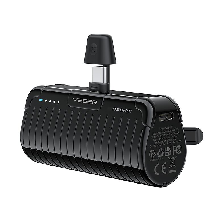 power-bank-veger-w0558-plugon-l-1 Power Bank VEGER W0558 PLUGON-L 5000mAh mini fast charging με stand μαύρο