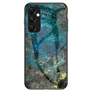 Θήκη Samsung Galaxy A55 5G OEM σχέδιο Marble με Πλάτη Tempered Glass TPU σμαραγδί
