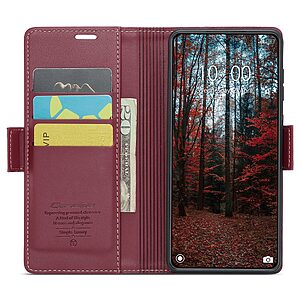 υποδοχές καρτών και μαγνητικό κούμπωμα από συνθετικό δέρμα και TPU κόκκινο