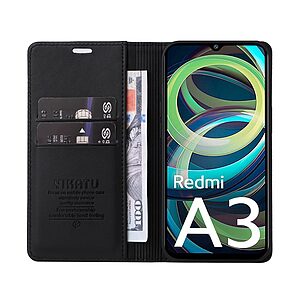 υποδοχή καρτών και μαγνητικό κούμπωμα Flip Wallet από συνθετικό δέρμα και TPU μαύρο