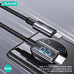 Καλώδιο Φόρτισης Fast Charging και Data USAMS Sufeng Series Aluminum Alloy Type-C σε Type-C 60W 0.25m (SJ678USB01) μαύρο - Image 2