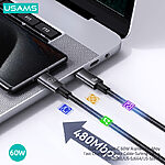 Καλώδιο Φόρτισης Fast Charging και Data USAMS Sufeng Series Aluminum Alloy Type-C σε Type-C 60W 0.25m (SJ678USB01) μαύρο - Image 3