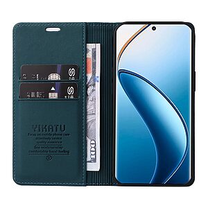 υποδοχή καρτών και μαγνητικό κούμπωμα Flip Wallet από συνθετικό δέρμα και TPU πράσινο