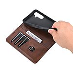 Θήκη Samsung Galaxy M55 5G AZNS Litchi Retro V4 Texture Leather με βάση στήριξης, υποδοχές καρτών και μαγνητικό κούμπωμα καφέ - Image 5