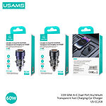 USAMS CC208 φορτιστής αυτοκινήτου C39 Fast Charging 60W με 1 x USB-A και 1 x Type-C (CC208CC02) - μωβ - Image 5