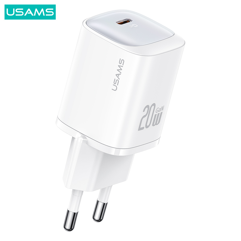 USAMS CC248 HC Series επιτοίχιος φορτιστής GaN Fast Charger 20W 1 x port Type-C (CC248TC02) - λευκό USAMS CC248 HC Series επιτοίχιος φορτιστής GaN Fast Charger 20W 1 x port Type-C (CC248TC02) - λευκό