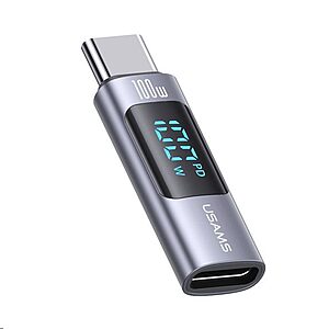 USAMS SJ682 Adapter Μετατροπέας AU18 από Type-C male σε Type-C female  Aluminum και Digital Display (SJ682TC01) μαύρο