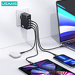 USAMS US-CC163 T50 επιτοίχιος φορτιστής GaN Fast Charger 100W με 1 x USB-A + 3 x Type-C (CC163TC01) - μαύρος - Image 4