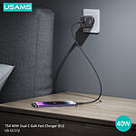 USAMS US-CC172 T54 επιτοίχιος φορτιστής GaN Fast Charger 40W με 2 x Type-C (CC172TC02) - λευκός - Image 4