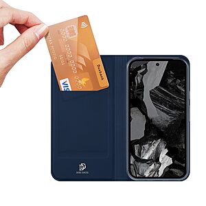 υποδοχή καρτών και μαγνητικό κούμπωμα Flip Wallet από συνθετικό δέρμα και TPU μπλε