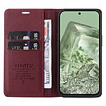 υποδοχή καρτών και μαγνητικό κούμπωμα Flip Wallet από συνθετικό δέρμα και TPU κόκκινο σκούρο