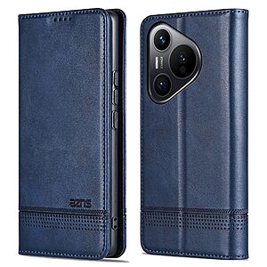 Θήκη Huawei Pura 70 AZNS Litchi Retro V4 Texture Leather με βάση στήριξης
