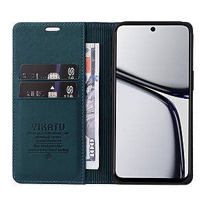 υποδοχή καρτών και μαγνητικό κούμπωμα Flip Wallet από συνθετικό δέρμα και TPU πράσινο