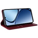 Θήκη Realme C61 / C63 / Note 60x YIKATU Folio Series με βάση στήριξης, υποδοχή καρτών και μαγνητικό κούμπωμα Flip Wallet από συνθετικό δέρμα και TPU κόκκινο σκούρο - Image 4