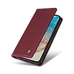 Θήκη Samsung Galaxy M35 5G YIKATU Folio Series με βάση στήριξης, υποδοχή καρτών και μαγνητικό κούμπωμα Flip Wallet από συνθετικό δέρμα και TPU κόκκινο σκούρο - Image 5