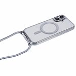 Θήκη iPhone 16 Mad Mask Διάφανο κάλυμμα με συμβατότητα MagSafe και μακρύ λουράκι, ανθεκτική κατασκευή TPU+PC για προστασία από γρατζουνιές ασημί - Image 4