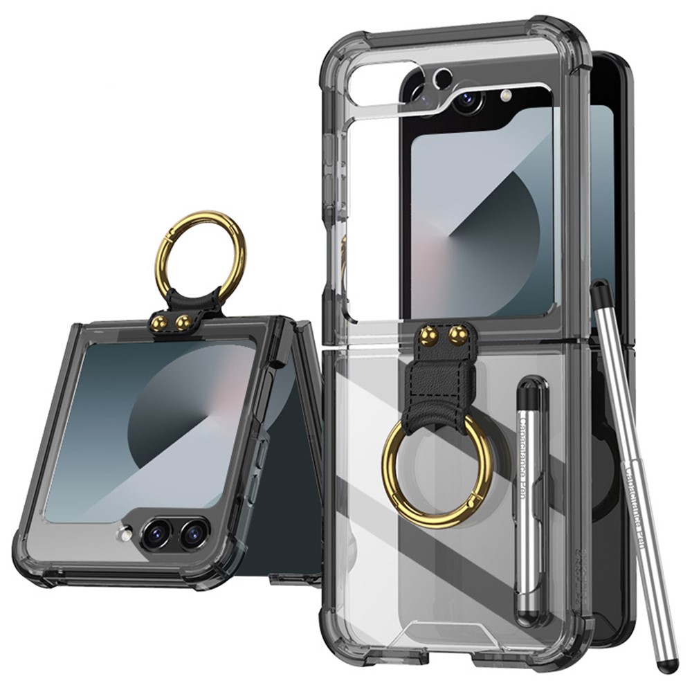 Θήκη Samsung Galaxy Z Flip6 5G GKK Προστατευτική Κατασκευή από Σκληρό Υλικό με Μεταλλικό Δαχτυλίδι και ενσωματωμένο πενάκι μαύρο Θήκη Samsung Galaxy Z Flip6 5G GKK Προστατευτική Κατασκευή από Σκληρό Υλικό με Μεταλλικό Δαχτυλίδι και ενσωματωμένο πενάκι μαύρο