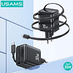 USAMS CC241 YC Series Επιτοίχιος Φορτιστής 30W GaN με Type-C Retractable καλώδιο 80cm  και θύρα Type-C λευκό - Image 5