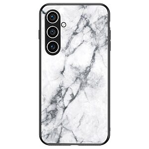 Θήκη Samsung Galaxy A16 4G / A16 5G OEM σχέδιο Marble με Πλάτη Tempered Glass TPU λευκό