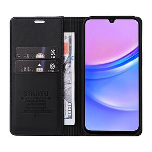 υποδοχή καρτών και μαγνητικό κούμπωμα Flip Wallet από συνθετικό δέρμα και TPU μαύρο