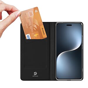 υποδοχή καρτών και μαγνητικό κούμπωμα Flip Wallet από συνθετικό δέρμα και TPU μαύρο