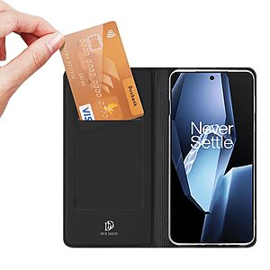 υποδοχή καρτών και μαγνητικό κούμπωμα Flip Wallet από συνθετικό δέρμα και TPU μαύρο