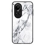 Θήκη Oppo Reno10 5G / Reno10 Pro 5G OEM σχέδιο Marble με Πλάτη Tempered Glass TPU λευκό