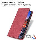 Θήκη Realme 12x 5G / 12 5G DIERFENG DF 05 Foldable Series με βάση στήριξης, υποδοχή καρτών και μαγνητικό κούμπωμα Flip Wallet από συνθετικό δέρμα και εσωτερικό TPU κόκκινο - Image 5