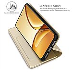 υποδοχή καρτών και μαγνητικό κούμπωμα Flip Wallet από συνθετικό δέρμα και TPU χρυσό