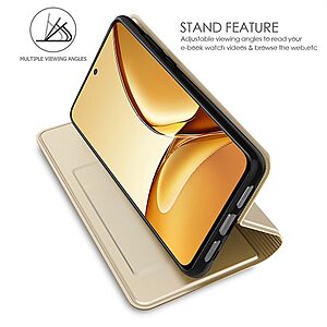 υποδοχή καρτών και μαγνητικό κούμπωμα Flip Wallet από συνθετικό δέρμα και TPU χρυσό