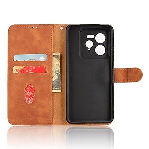 υποδοχές καρτών και μαγνητικό κούμπωμα καφέ