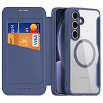 συμβατό με MagSafe φορτιστή υποδοχή καρτών και μαγνητικό κούμπωμα Flip Wallet από συνθετικό δέρμα και εσωτερικό TPU μπλε