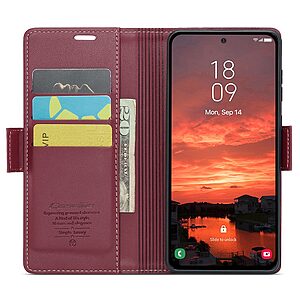 υποδοχές καρτών και μαγνητικό κούμπωμα από συνθετικό δέρμα και TPU μπορντό