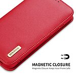 Θήκη Samsung Galaxy S25 Plus 5G / S24 Plus 5G DUX DUCIS Hivo Series με RFID Blocking, βάση στήριξης, υποδοχές καρτών με μαγνητικό κλείσιμο Flip Wallet από αυθεντικό δέρμα και TPU κόκκινο - Image 5